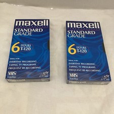 Lot of 2 Maxell VHS T-120 6-Hour Blank Video Tapes Standard Grade NEW