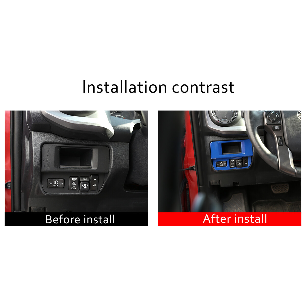 ABS Blue Car Frog Light Switch Frame Trim Decor Cover For Toyota Tacoma 16-2022