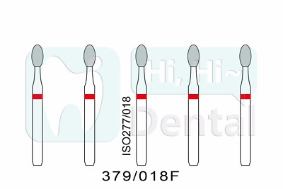 10 Fraises Diamantées Dentaires Forme œuf Football 379/018F – Grain Fin – FG 1.6mm – HiHiDental
