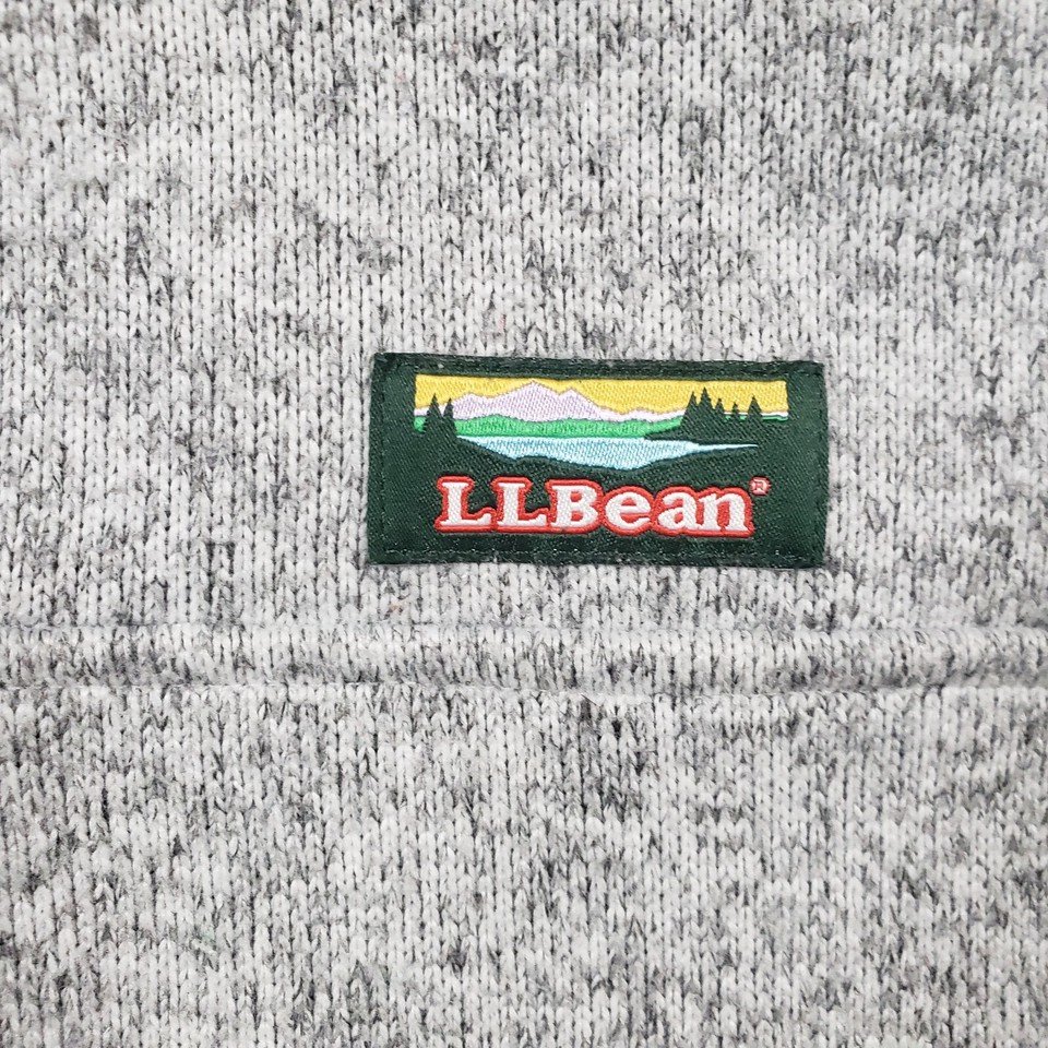 LL BEAN Womens Large Gray Sweater Fleece Pullover Snap Button Misses