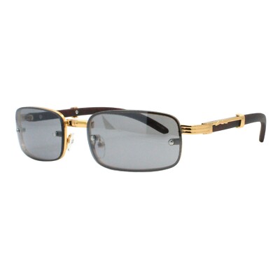 Rimless Look Rectangular Sunglasses Unisex Vintage Designer Fashion Shades