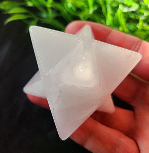 Large 2.3" 107g Pretty White Snow Quartz Merkaba Sacred Geometry Crystal Stone - Picture 7 of 24
