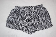 Girls Rayon Shorts BLACK WHITE ABSTRACT DIAMOND Elast Waist 2 Pockets L 10-12