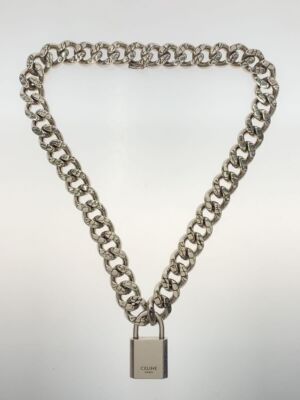 CELINE necklace padlock 16 vintage silver SLV top mens Used