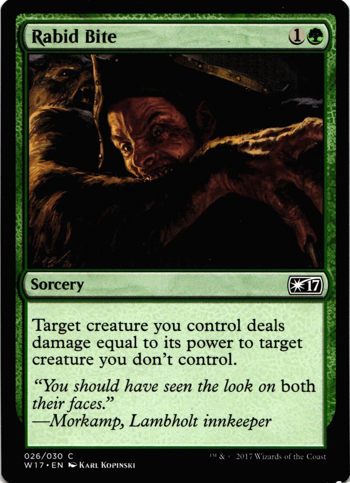 Magic the Gathering Rabid Bite Regular Common Card W17 2017 Welcome Deck