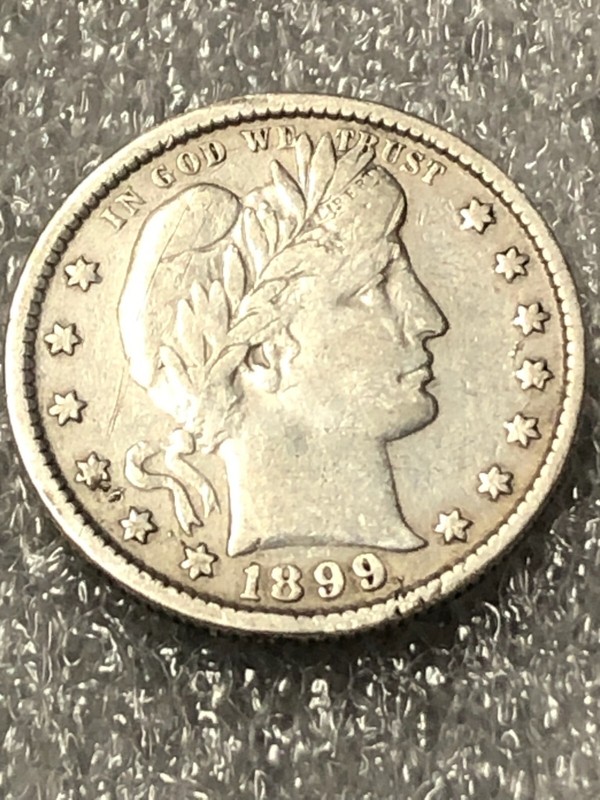 1899 Philadelphia Barber Quarter, AU Condition, Good Detail 