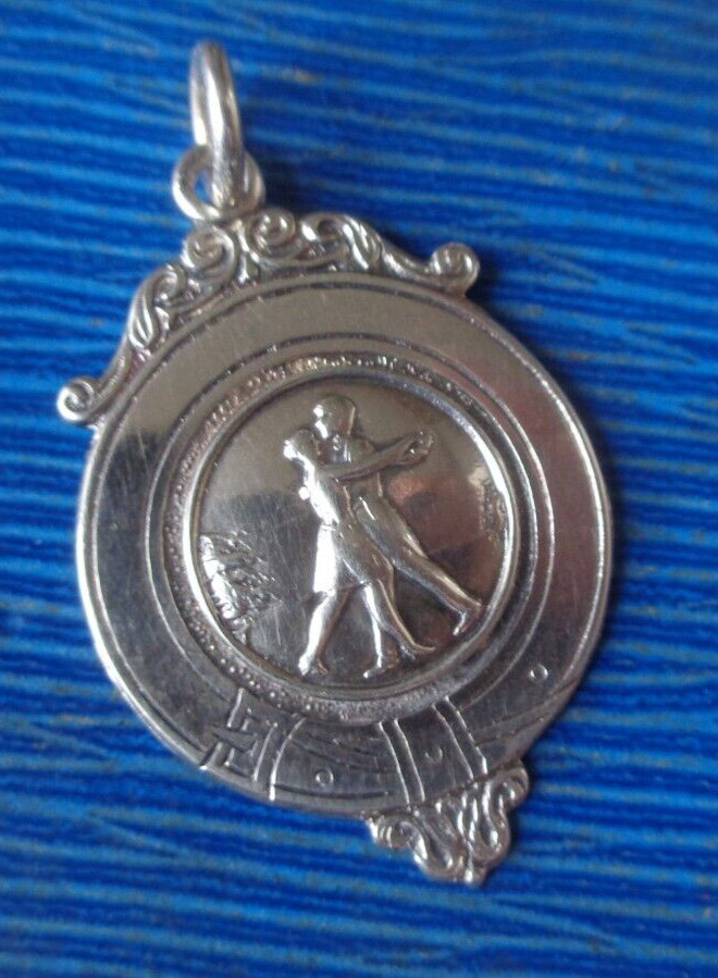 Vintage Sterling Silver Medal h/m 1928 B'ham Ballroom Dancing Northern Ireland ? thumbnail 2