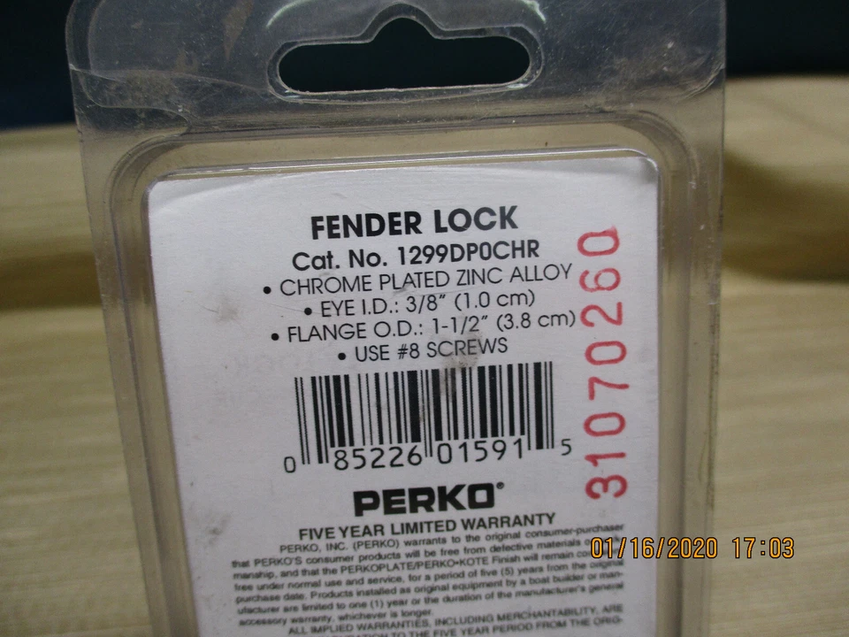 CERRADURA GUARDABARROS PERKO 1299DPOCHR Foto 3 de 3