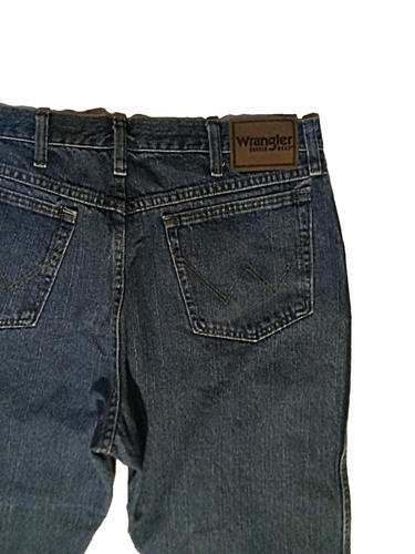 Wrangler Rugged Wear Mens Straight Cut Regular Fit Denim Blue Jeans 34 x 28 A240 - Picture 4 of 4