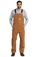 "Carhartt Insulated Bib Overalls 46x32 Brown Workwear Heavy-Duty Durable"