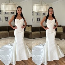 Bohemian Mermaid Wedding Dresses with Sweep Train Satin Sleeveless Bridal Gowns