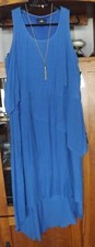 AGB Women Layered Gauzy Boho Type Blue Dress - Boat Neck & Sleeveless - Size 14