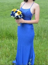 faviana sparkling royal blue prom dresses size 8