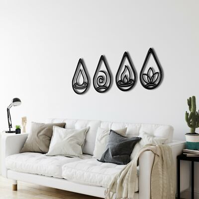 Four-Element Metal Wall Decor for Home and Outside - Wall-Mounted Wall Art Decor