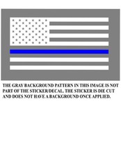 THIN BLUE LINE AMERICAN FLAG LAW ENFORCEMENT/POLICE Vinyl Decal 4.0"h x 7.5"w