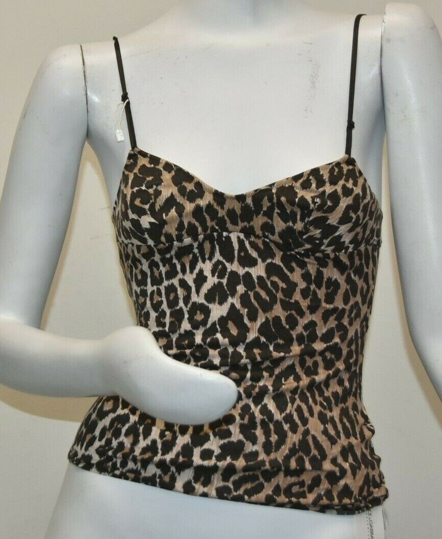 NEW D&G Dolce & Gabbana Underwear Top Leopard Brown Beige 30 EU 65 GB 32