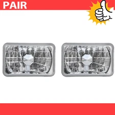 4x6" Inch Clear Glass Lens Diamond Cut Chrome Crystal Semi Sealed Beam Headlight