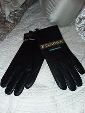 NWT Isotoner Black Leather Thinsulate Ultra Lined Gloves, Sz 8 retail 44.00