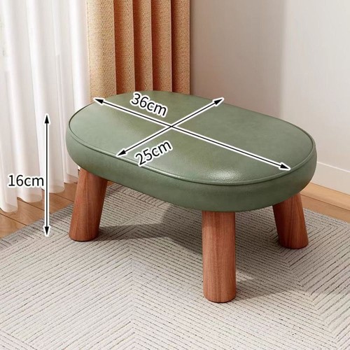 PU Leather Solid Wood Small Foot Stool Multifunctional Small Footrest Adult - Picture 8 of 16