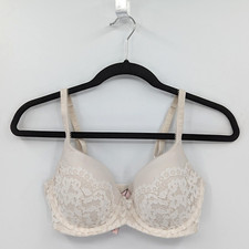 Victoria's Secret Bra Women's 32DD Ivory Lace Lined Demi-READ