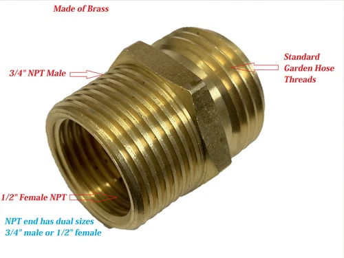 4 Stück Messing Gartenschlauchverschraubung Außen GHTx1/2 Innen NPT auf 3/4 Außengewinde Adapter - Bild 3 von 7