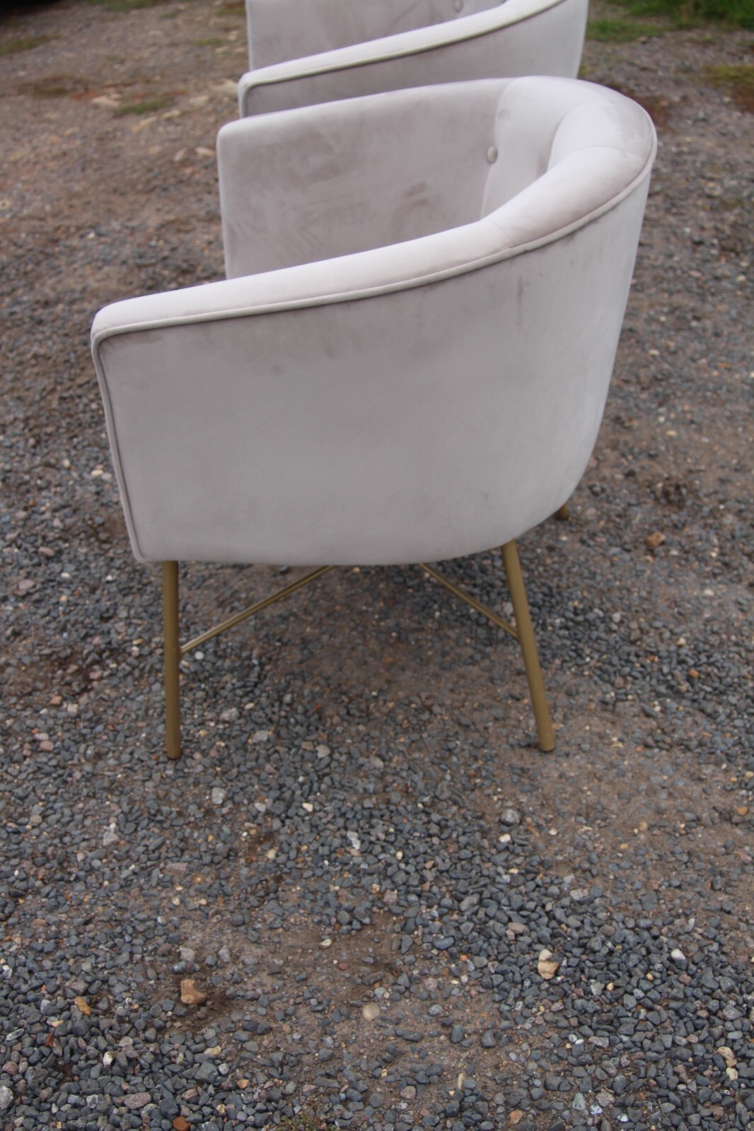 Set of Two Light Grey Modern Tufted Soft Velvet Armchairs Bucket Tub