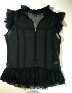 black ruffle short sleeve top