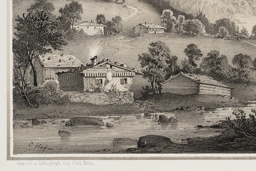 C. HEYN (1834-1906), Lauterbrunnental, Schweizer Alpen, um 1855, Lithographie - Bild 4 von 5
