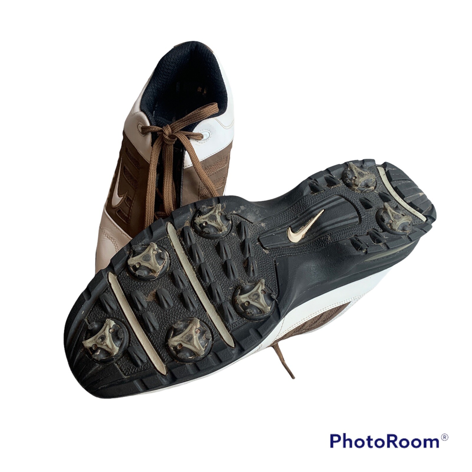 Nike 312358112 Mens Brown White Soft Spiked Golf Shoes Size 9 eBay