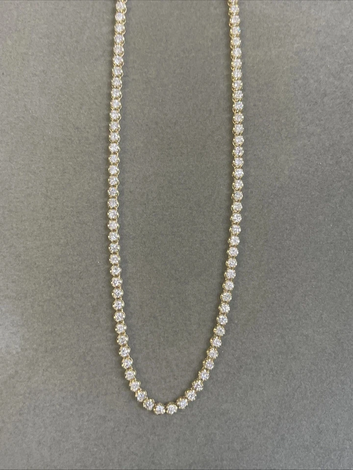 4.00 Ct Diamond Tennis Necklace 14K Yellow Gold 17" Crown Setting - Image 2 of 4