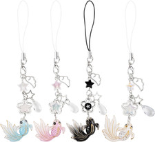 , 4 Pack Fish Phone Charms Y2K Cell Charm Cute Straps Aesthetic Star Flower Bead