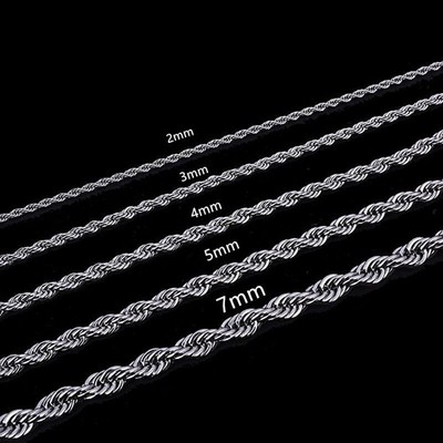 2/3mm 316L Stainless Steel Women Men Rope Chains Necklaces 18/20''