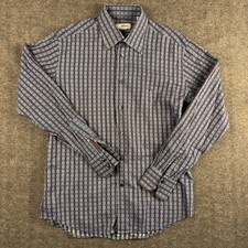 Versace Collection Shirt Mens 16.5 Blue Geometric Long Sleeve Button Up Dress
