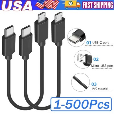 USB Type C to Micro 5V/2.4A Data & Sync Transfer OTG charging cable - Black Lot