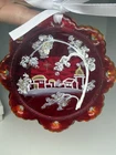 FENTON HAND PAINTED SIGNED RUBY RED GLASS CHRISTMAS ORNAMENT WITH BOX