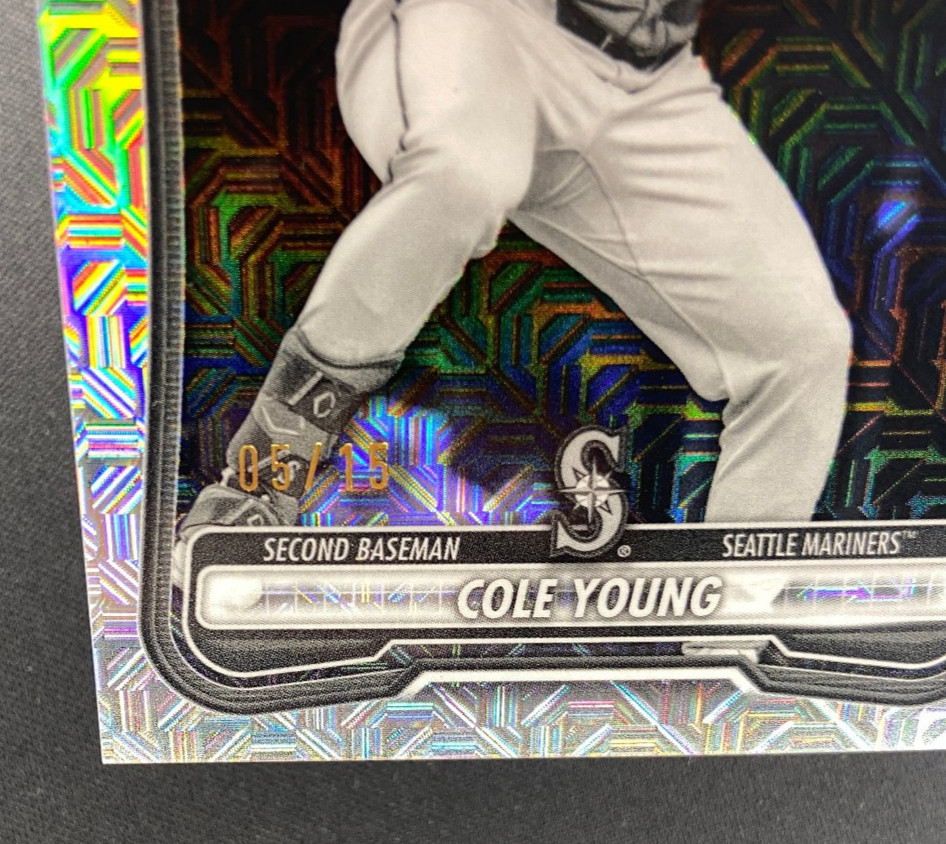 2026 Bowman Chrome - Cole Young RC Black & White Mojo Refractor Numbered /15!!! view 7