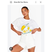 Show Me Your Mumu Travis Tee White Limoncello Oversized Graphic T-Shirt Medium