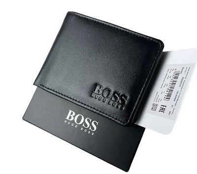 Neue Herren Hugo Boss Echtleder Geldbörse für Scheine, Münzen & Kreditkarte