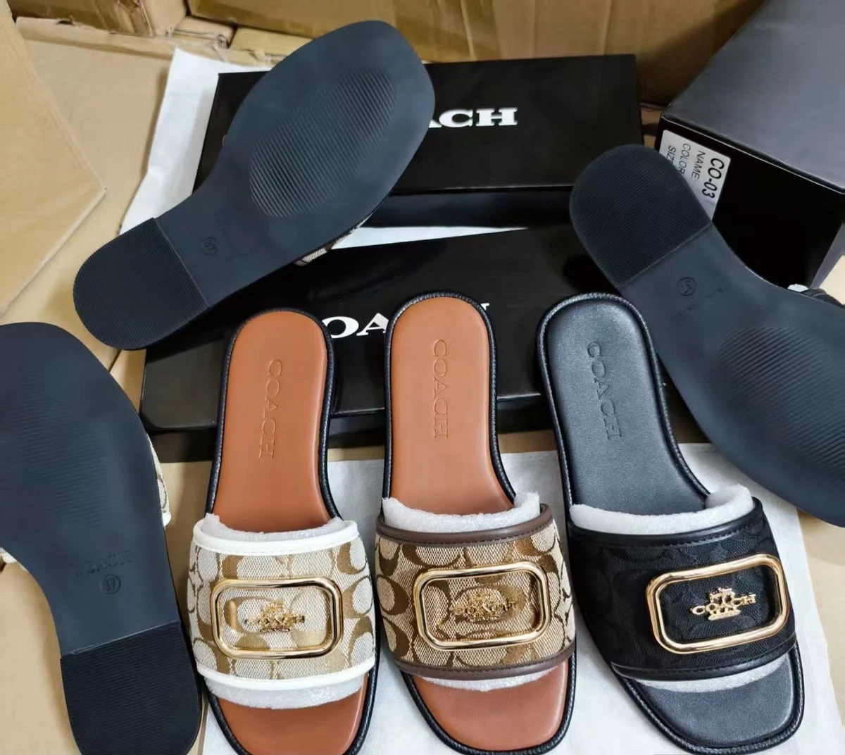 Coach Slide Low (1-1.9 in) Heel Height Sandals for Women for sale
