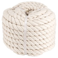 1 Inch x 50 Feet Natural Twisted Cotton Rope, Natural Thick Soft Rope, Cotton...
