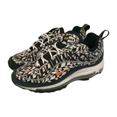 Nike Air Max 98 AOP White Team Orange Black AQ4130 100 Men's Sz 7.5 EU 40.5