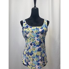 Floral Beachy tank top w/ small built in bra. Size L Pit to pit 17