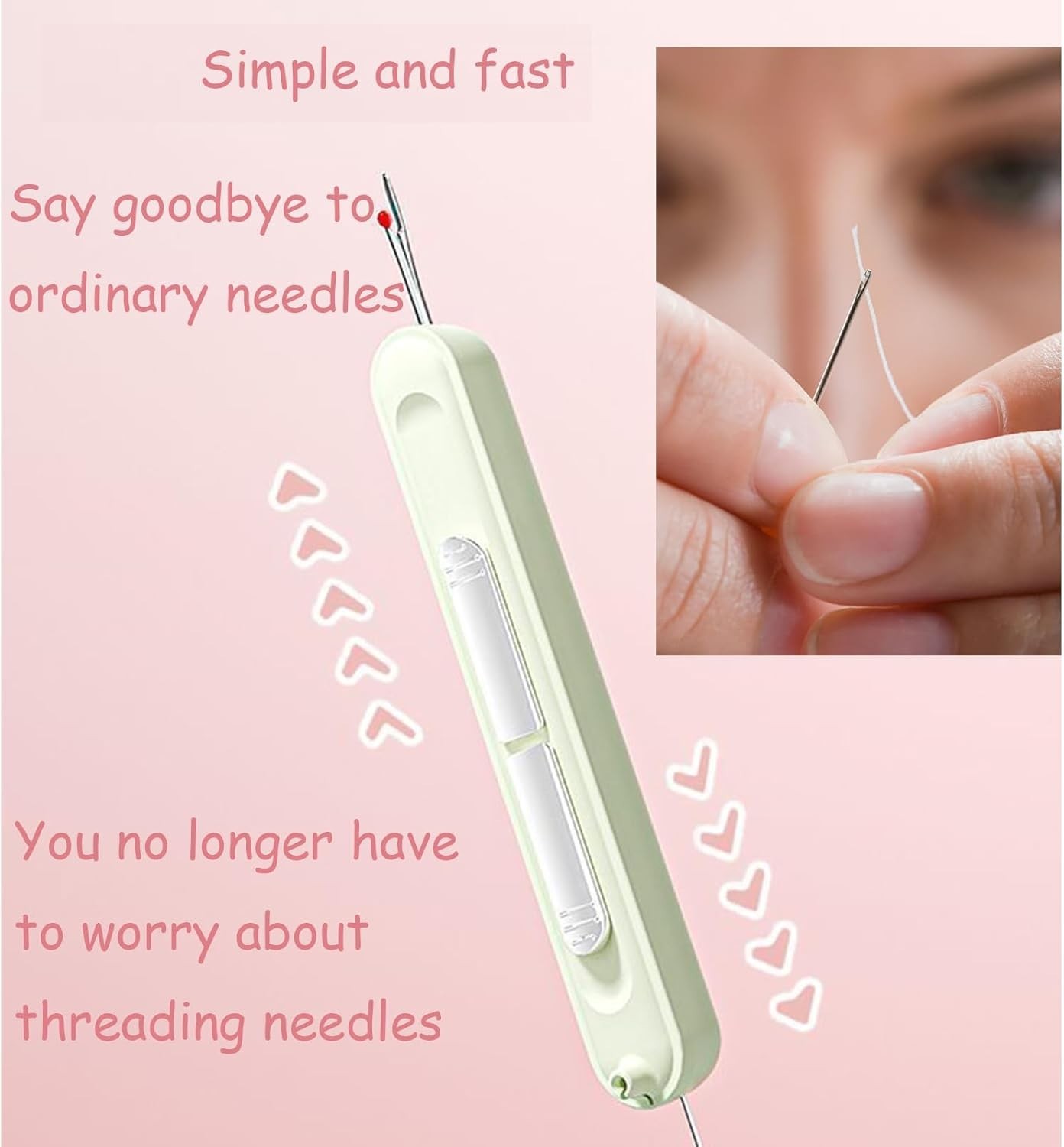 2-in-1 Needle Threader & Seam Ripper Retractable Automatic Sewing Tool Purple