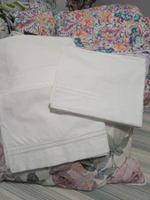 Frette Lot Of 3 White Italian Cotton Standard Pillowcases