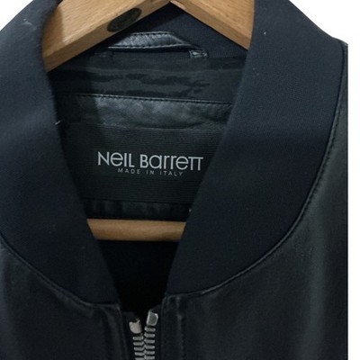 Neil Barrett Leather Bomber Jacket Men's L Skinny Fit Black Made