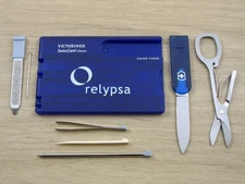 Victorinox SwissCard Classic, Transparent Blue – Company Name - Excellent