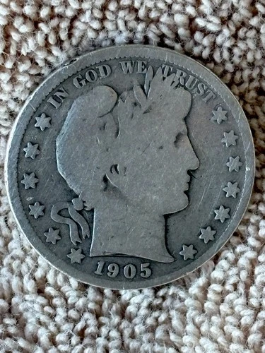 1905-S Barber Half Dollar Silver Coin 50C Circulated Uncertified Barber Variety