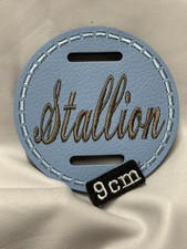 1 REAL LEATHER Blue STALLION Bridle Disc Disk Badge  Show Showing