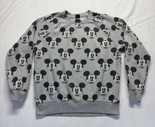 Disney Mickey Mouse All-Over Print Crewneck Sweatshirt M gray stain