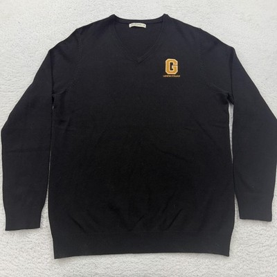 WoolOvers Black Geneva College V Neck Sweater Mens Size M Merino Cashmere Blend